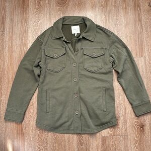 Avec Les Filles olive green terry shirt jacket/shacket